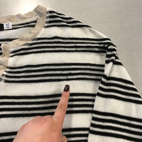 BCBG Crop Sweater with Black and White Stripes. - Picture 3 of 3